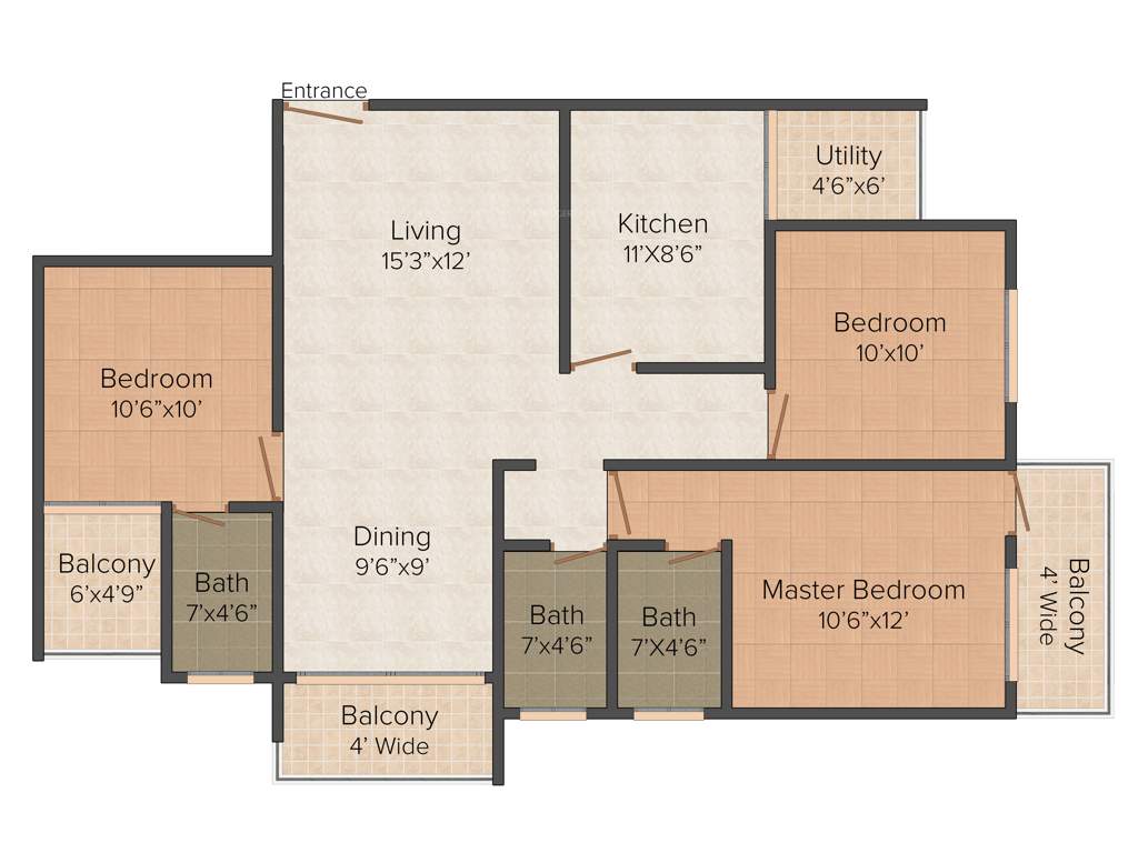 Red Palm Hills (3BHK+3T (1,365 sq ft) 1365 sq ft)