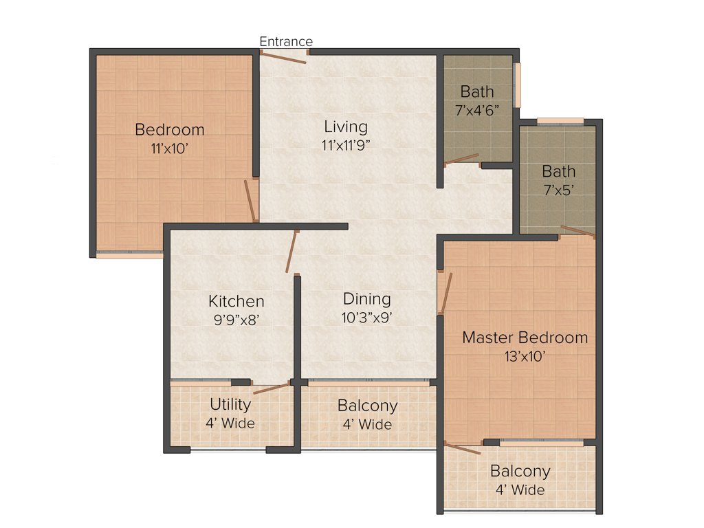 Red Palm Hills (2BHK+2T (1,030 sq ft) 1030 sq ft)
