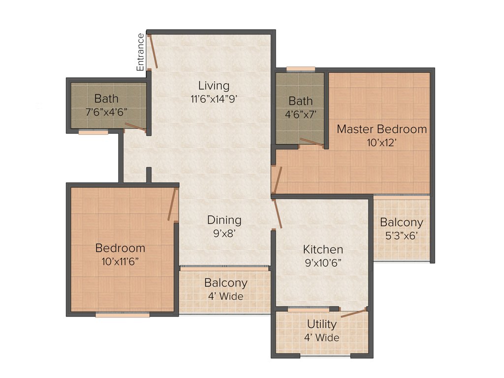Red Palm Hills (2BHK+2T (1,075 sq ft) 1075 sq ft)