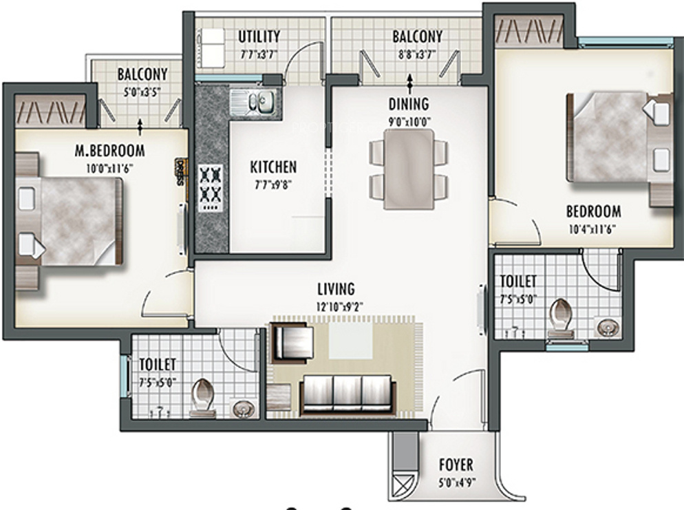 South India SIS Queenstown (2BHK+2T (1,037 sq ft) 1037 sq ft) South India SIS Queenstown (2BHK+2T (1,037 sq ft) 1037 sq ft)