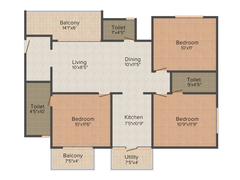 K2 Builders and Realtors Horizon (3BHK+3T (1,288 sq ft) 1288 sq ft)