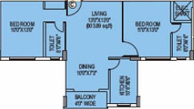 Dutta Rupali Floor Plan (2BHK+2T (797 sq ft) 797 sq ft)