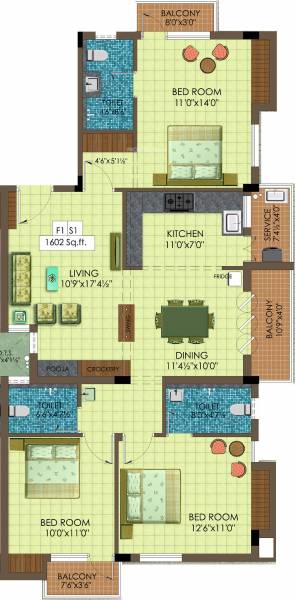 LCS City Shakthi (3BHK+3T (1,602 sq ft) 1602 sq ft)