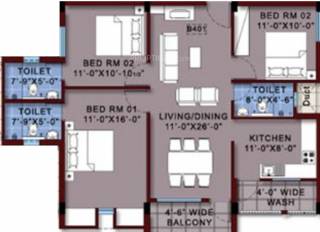 Vishwasri Oak Park (3BHK+3T (1,401 sq ft) 1401 sq ft) Vishwasri Oak Park (3BHK+3T (1,401 sq ft) 1401 sq ft)
