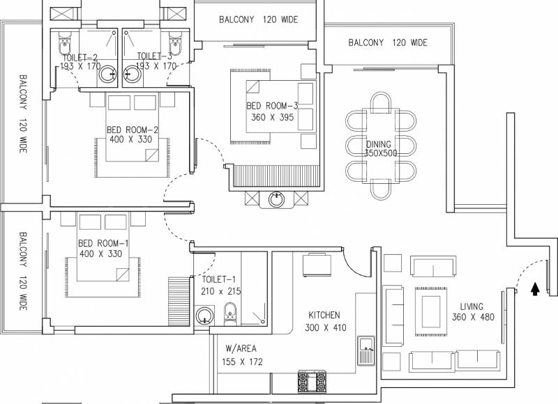 Kent Oakville Apartment (3BHK+3T (1,827 sq ft) 1827 sq ft)