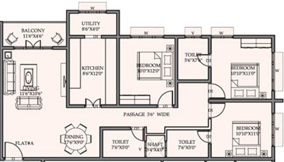Mandavi Prince Palace (3BHK+3T (1,416 sq ft) 1416 sq ft)