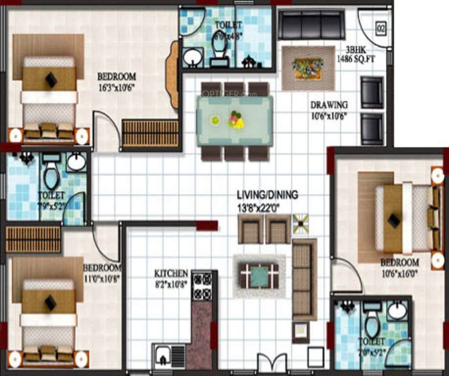 Prithvi Palace (3BHK+3T (1,700 sq ft) 1700 sq ft)