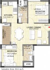 DRA Pristine Pavilion (2BHK+2T (844 sq ft) 844 sq ft) DRA Pristine Pavilion (2BHK+2T (844 sq ft) 844 sq ft)