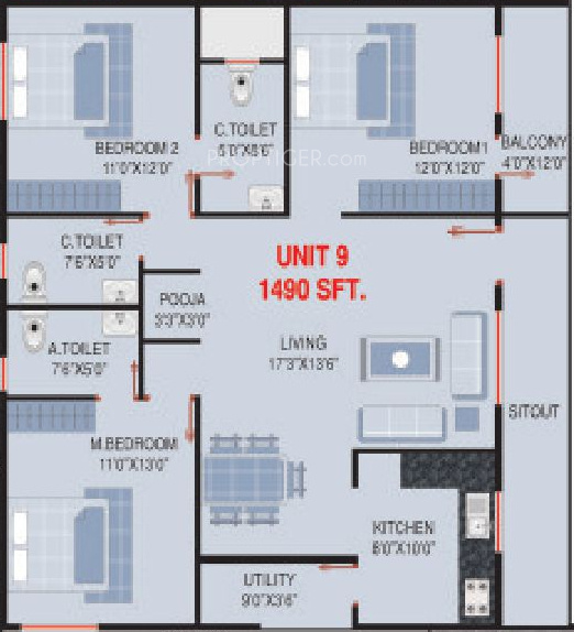 Lakvin Sankranti Residency (3BHK+3T (1,490 sq ft) 1490 sq ft)
