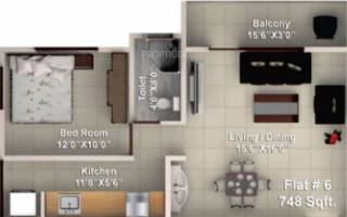 Khain Serenity Apartment (1BHK+1T (748 sq ft) 748 sq ft)