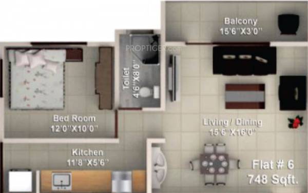 Khain Serenity Apartment (1BHK+1T (748 sq ft) 748 sq ft)