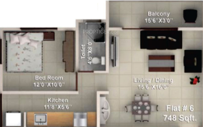 Khain Serenity Apartment (1BHK+1T (748 sq ft) 748 sq ft)