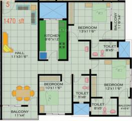 Mandavi Gokul (3BHK+3T (1,470 sq ft) 1470 sq ft)