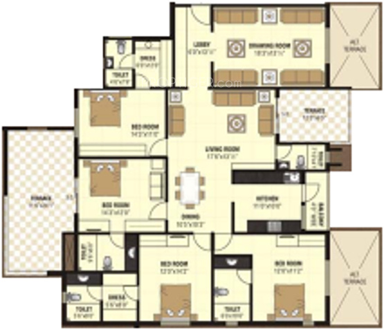 Nanik A Square (4BHK+5T (2,845 sq ft) 2845 sq ft)