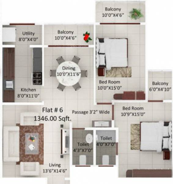 Khain Nilaya Premium (2BHK+2T (1,346 sq ft) 1346 sq ft)