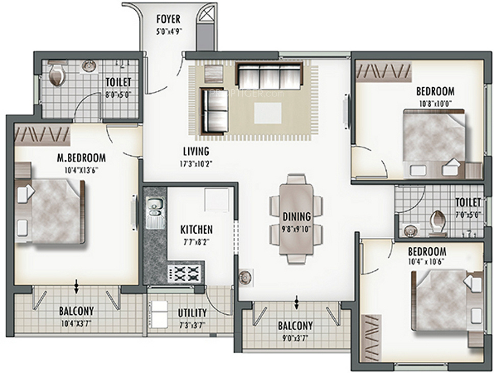 South India SIS Queenstown (3BHK+2T (1,263 sq ft) 1263 sq ft) South India SIS Queenstown (3BHK+2T (1,263 sq ft) 1263 sq ft)
