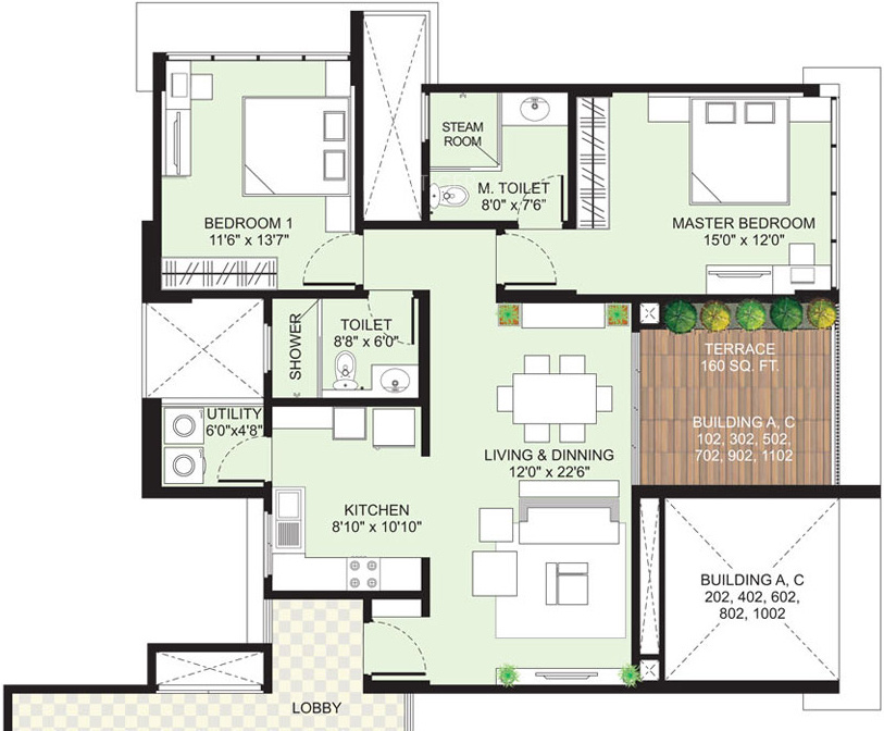 Marvel Arco (2BHK+2T (1,360 sq ft) 1360 sq ft)
