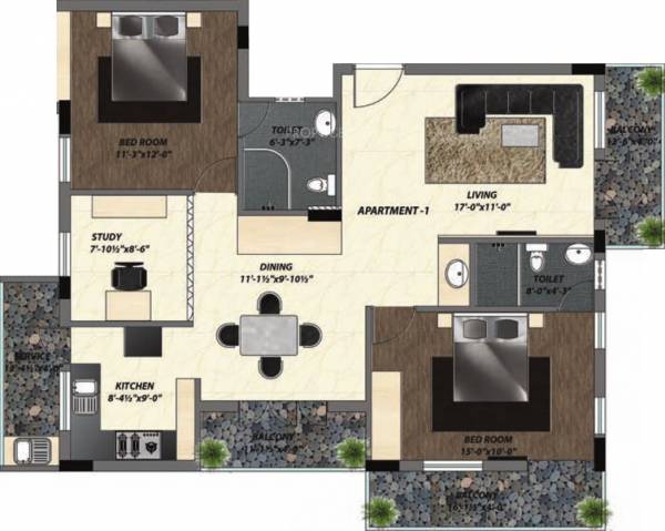 Baashyaam Nandavrajam (2BHK+2T (1,395 sq ft) Study Room 1395 sq ft) Baashyaam Nandavrajam (2BHK+2T (1,395 sq ft) Study Room 1395 sq ft)