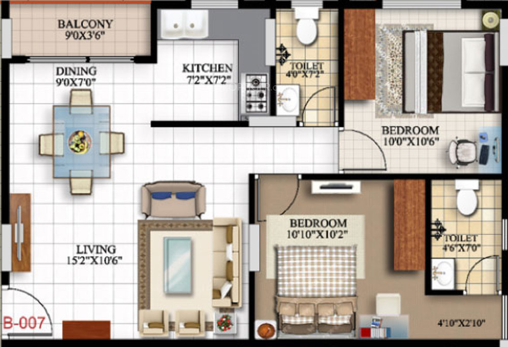 860 sq ft 2 BHK 2T Apartment for Sale in Prithvi