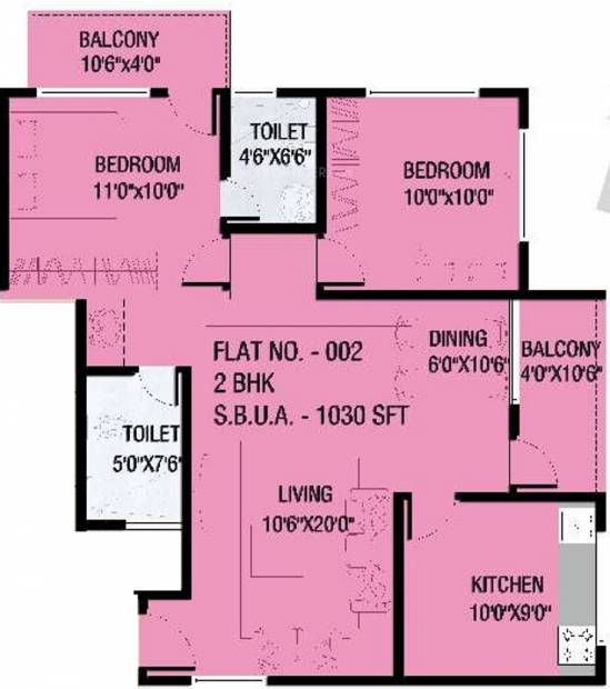 Future Laxmishyam Residency (2BHK+2T (1,030 sq ft) 1030 sq ft)