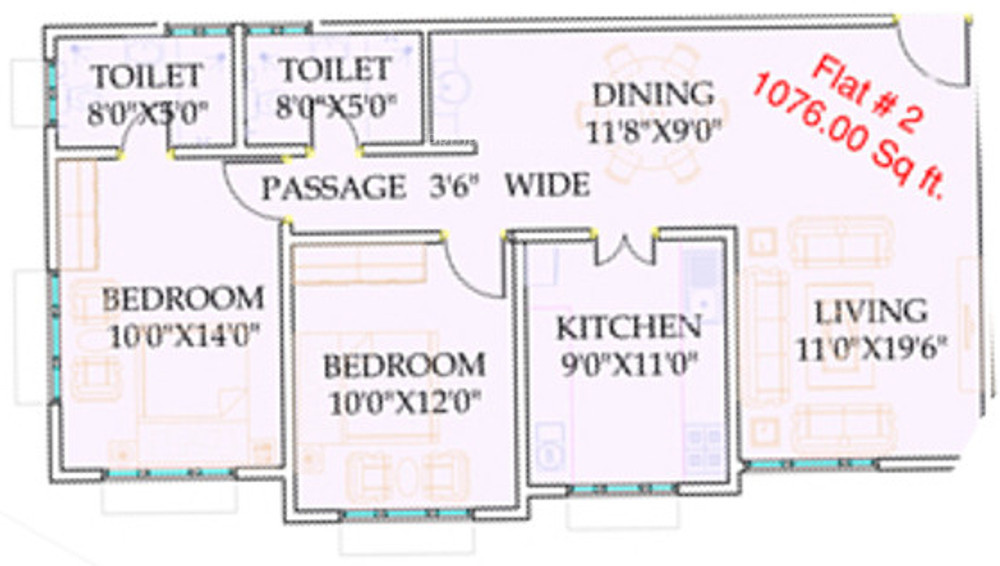 Mandavi Acropolis (2BHK+2T (1,076 sq ft) 1076 sq ft)