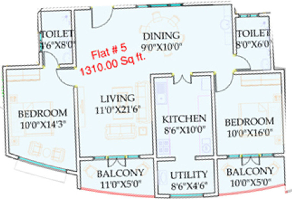 Mandavi Acropolis (2BHK+2T (1,310 sq ft) 1310 sq ft)