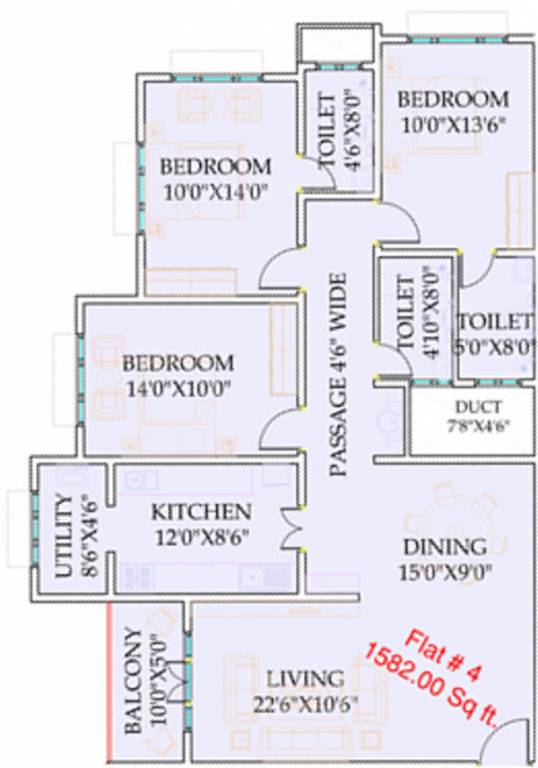 Mandavi Acropolis (3BHK+3T (1,582 sq ft) 1582 sq ft)