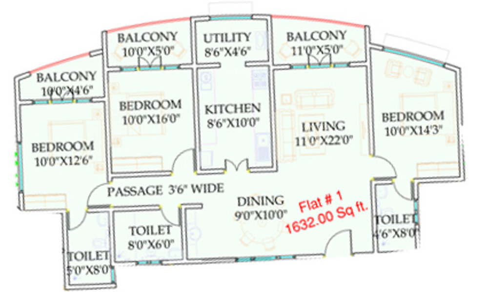 Mandavi Acropolis (3BHK+3T (1,632 sq ft) 1632 sq ft)