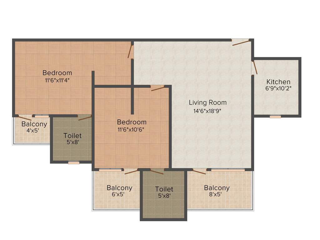 Horizon Iridia (2BHK+2T (1,050 sq ft) 1050 sq ft)