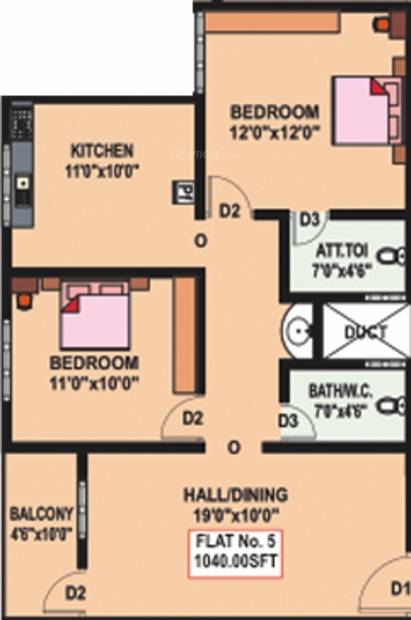 Kemmale Opulence Residency (2BHK+2T (1,040 sq ft) 1040 sq ft)