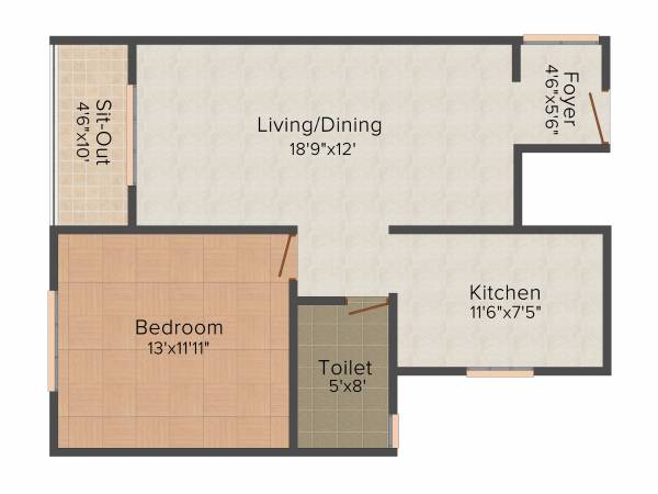 Pushpam E Town (1BHK+1T (907 sq ft) 907 sq ft)
