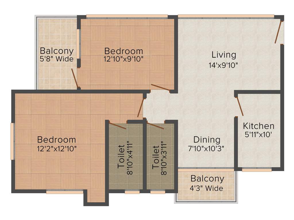Banyan Mukul Shanti Garden (2BHK+2T (1,135 sq ft) 1135 sq ft)