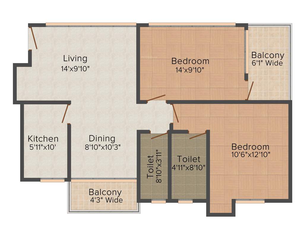 Banyan Mukul Shanti Garden (2BHK+2T (1,158 sq ft) 1158 sq ft)