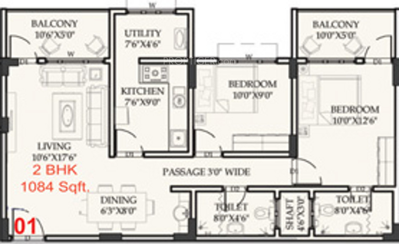 Manasa Thirtha (2BHK+2T (1,084 sq ft) 1084 sq ft)