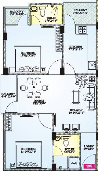 Uttam Bhudev Residency (2BHK+2T (1,137 sq ft) 1137 sq ft)
