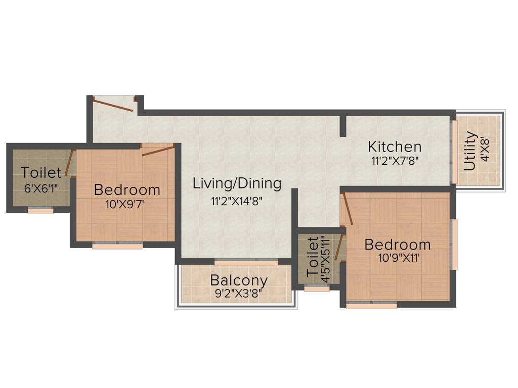 Frontier Shubh Residency 2 (2BHK+2T (975 sq ft) 975 sq ft)
