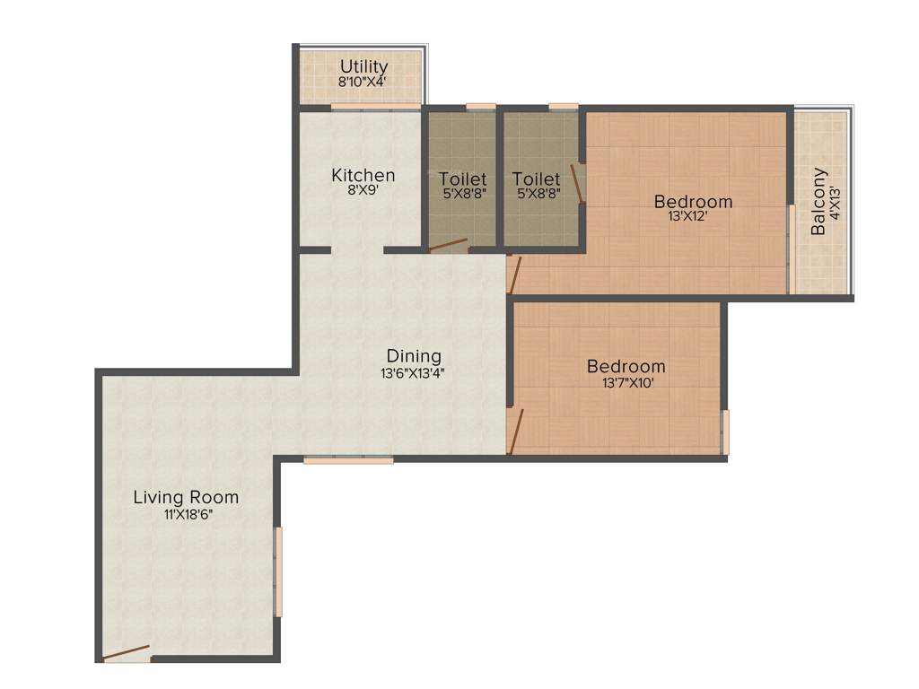 Frontier Shubh Residency 2 (2BHK+2T (1,330 sq ft) 1330 sq ft)