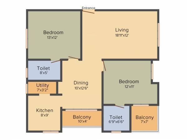 Affinity Silver Oak Enclave (2BHK+2T (1,235 sq ft) 1235 sq ft)