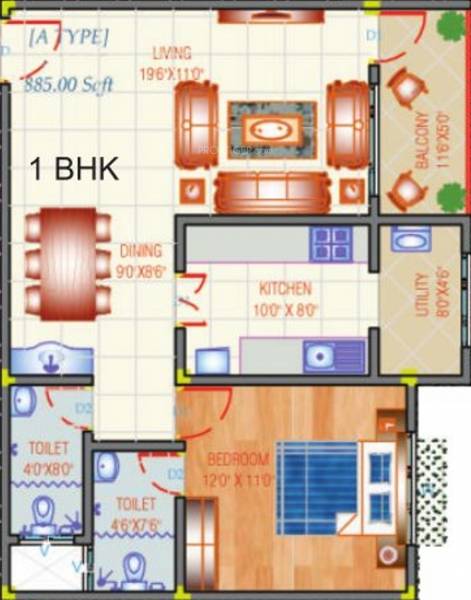 Nissi The Icon (1BHK+2T (885 sq ft) 885 sq ft)