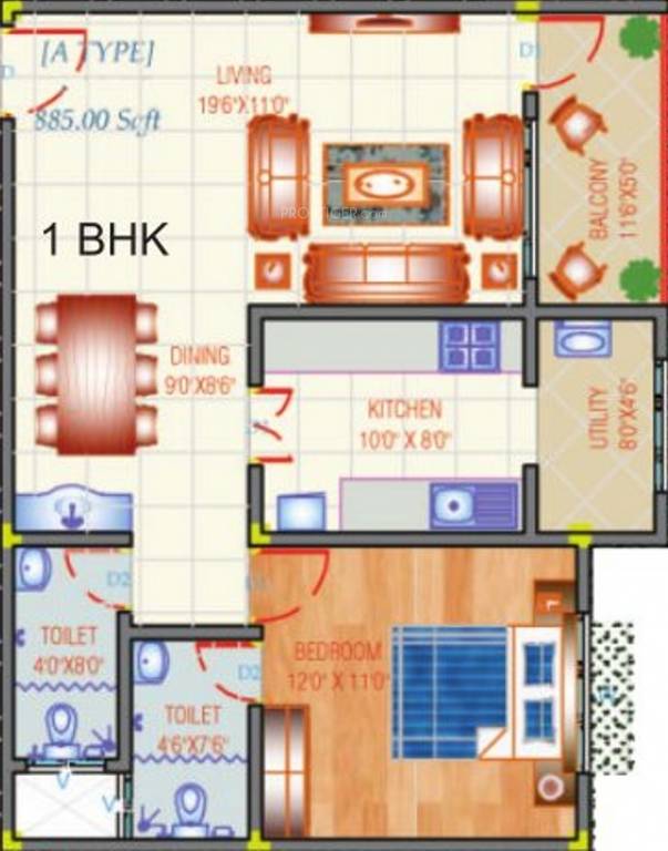 Nissi The Icon (1BHK+2T (885 sq ft) 885 sq ft)