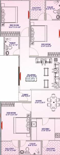 Uttam Aashna (3BHK+3T (1,610 sq ft) 1610 sq ft)