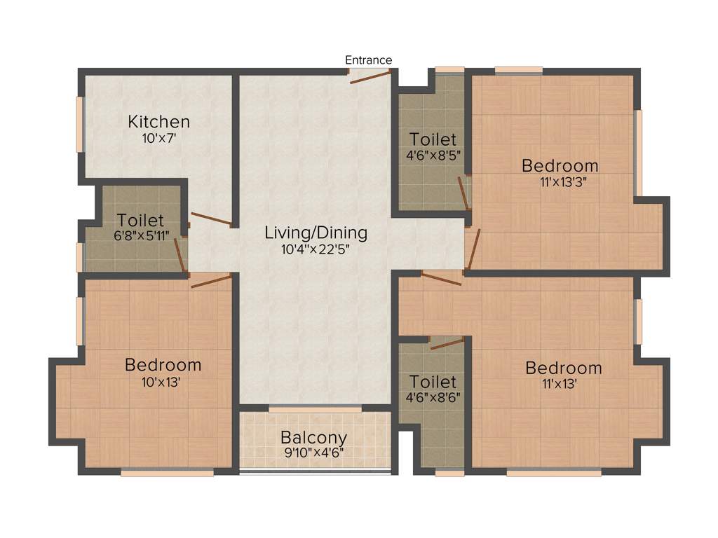 Unimark Sikha Tuku (3BHK+3T (1,502 sq ft) 1502 sq ft)