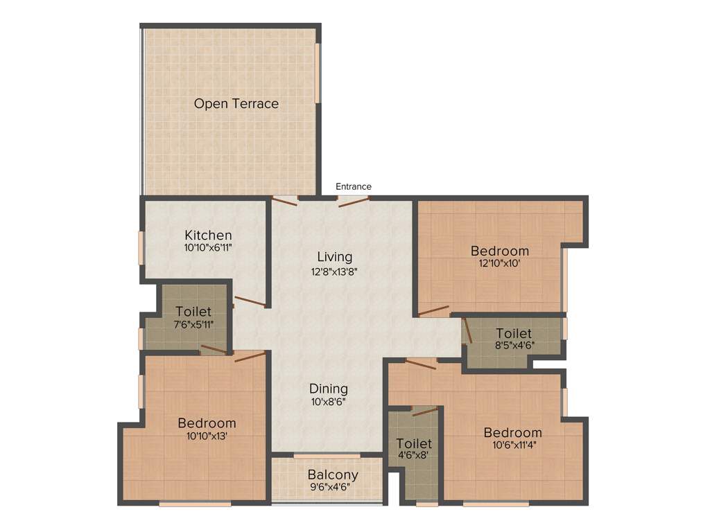 Unimark Sikha Tuku (3BHK+3T (1,635 sq ft) 1635 sq ft)