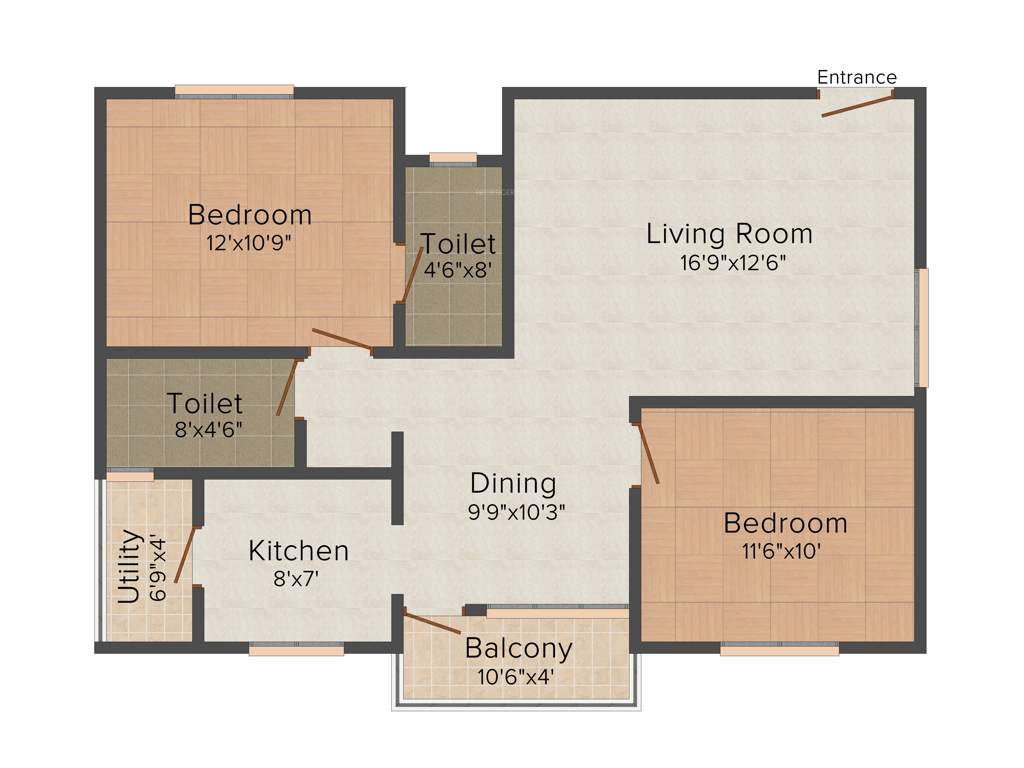 Subhodayaraga Laurels (2BHK+2T (1,062 sq ft) 1062 sq ft)