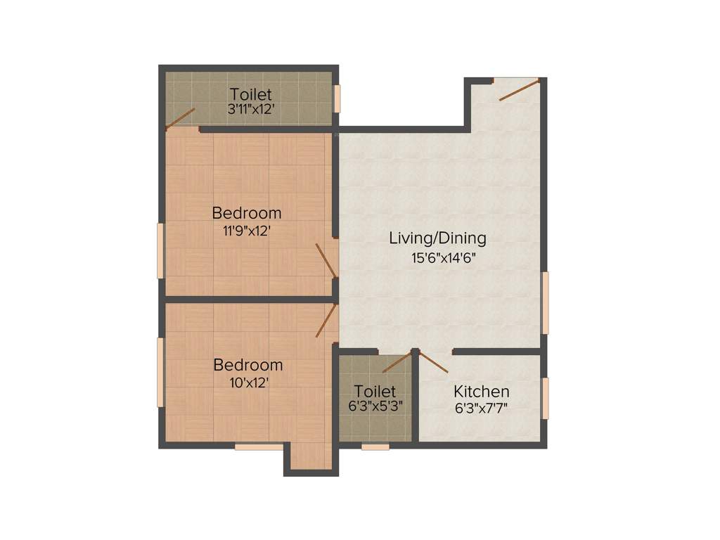 Orion Garden View (2BHK+2T (961 sq ft) 961 sq ft)