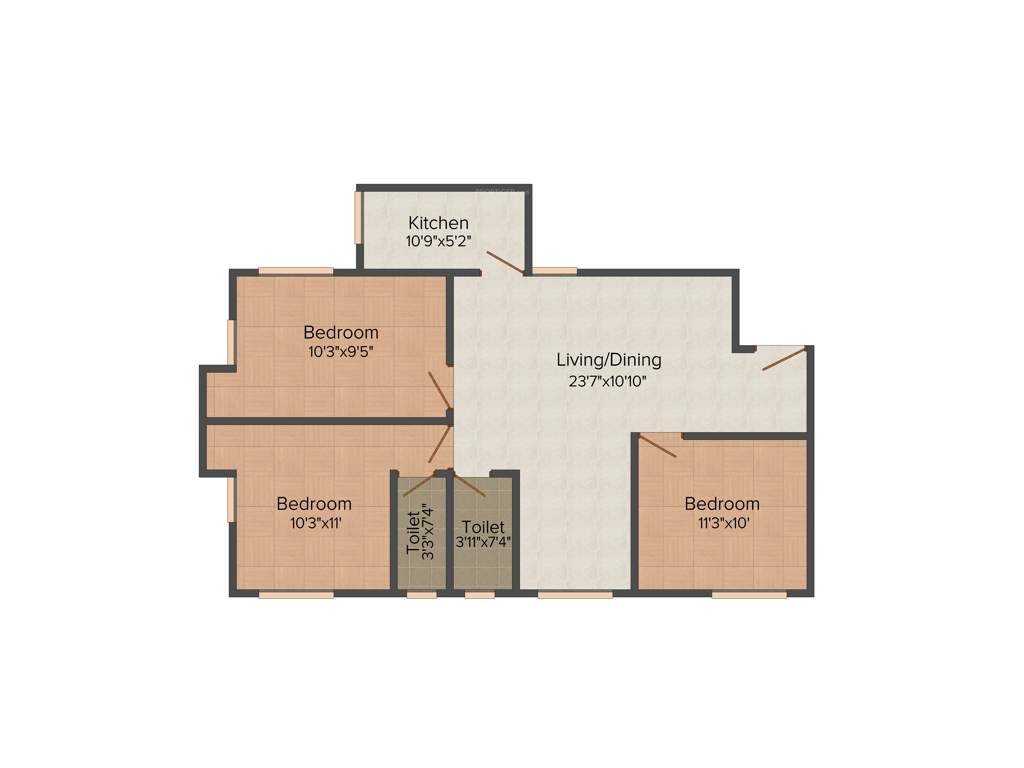 Orion Garden View (3BHK+2T (1,226 sq ft) 1226 sq ft)