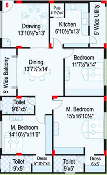 Kavuri Hills Developers Kavuri Ridge (3BHK+3T (1,867 sq ft) 1867 sq ft)