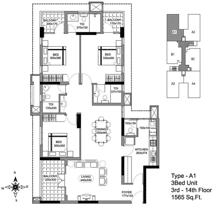 Manjooran Springs (3BHK+3T (1,565 sq ft) 1565 sq ft)