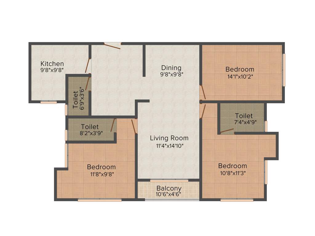 Ecoprime Edifice (3BHK+3T (1,672 sq ft) 1672 sq ft)