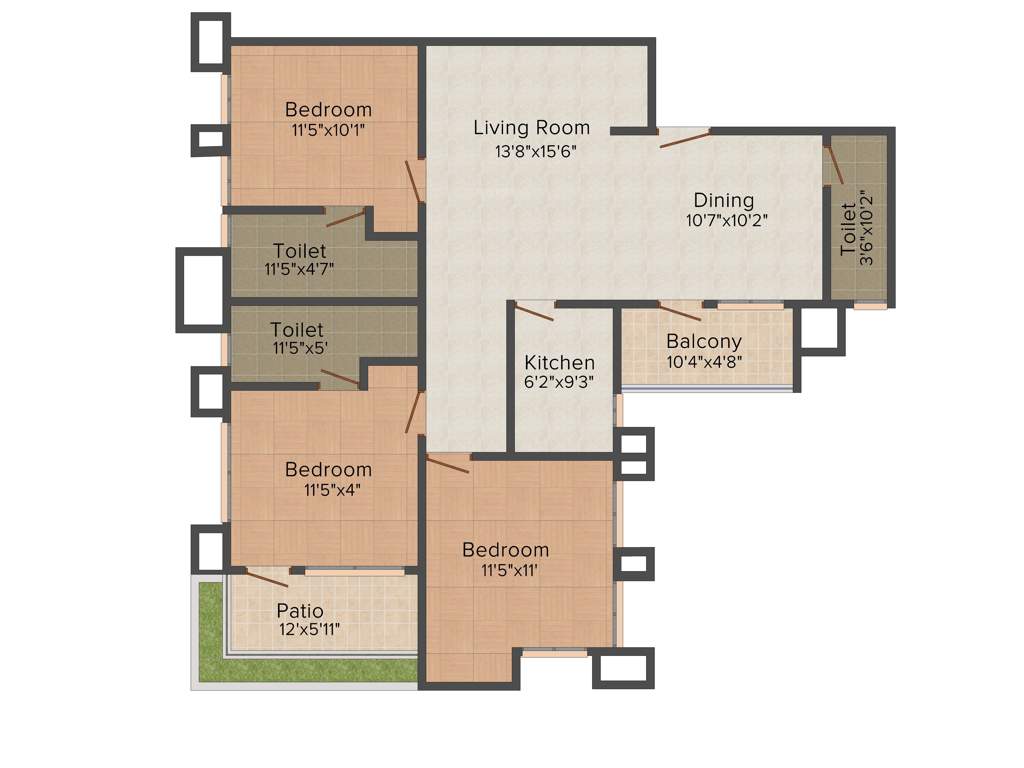 Ecoprime Edifice (3BHK+2T (1,850 sq ft) 1850 sq ft)